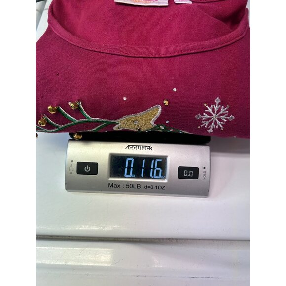 Quacker Factory Women’s Christmas Top Reindeer Embroidered Sequins Burgundy 2X - Picture 11 of 11